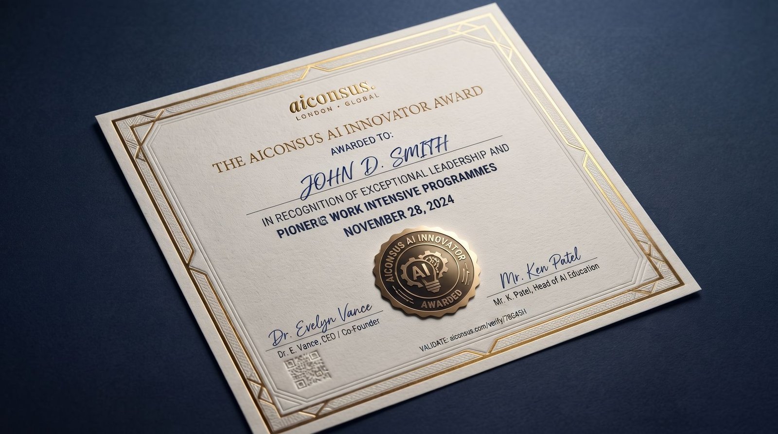Sample aiconsus AI Practitioner Certificate